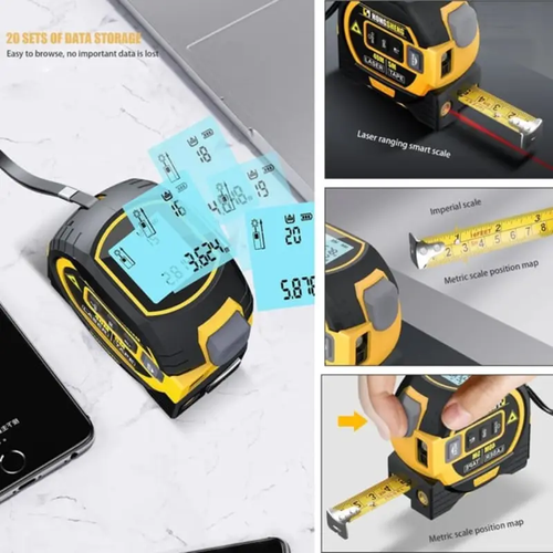 1pc Laser Tape Measure 3 In1Digital Tape MeasureHighPrecision Laser RangefinderSteelTape Measure