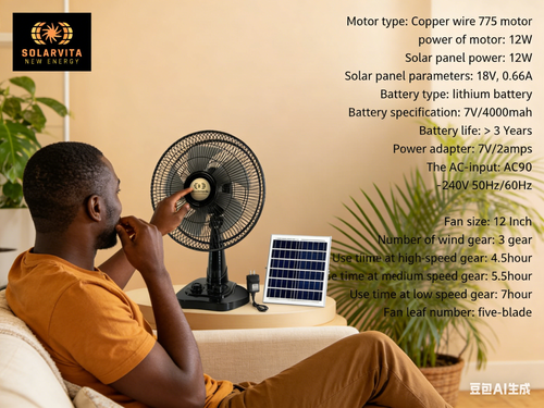 🌜12-inch high-powered, solar-powered charging fan🌛