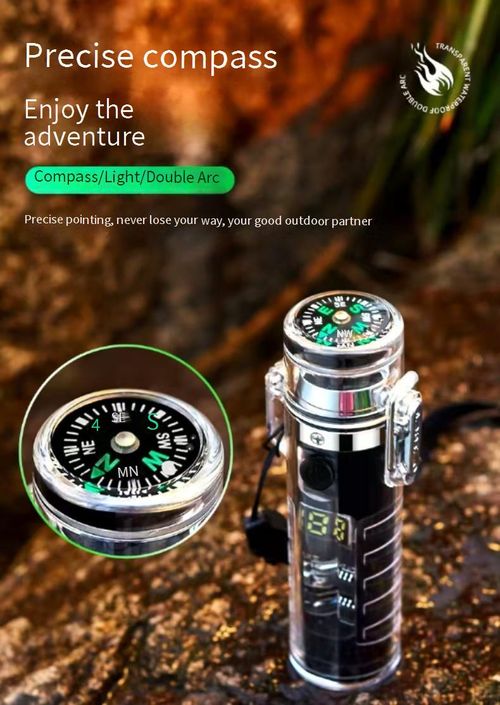 Transparante Waterdichte Oplaadbare Dual Arc Aansteker & Verlichting and compass