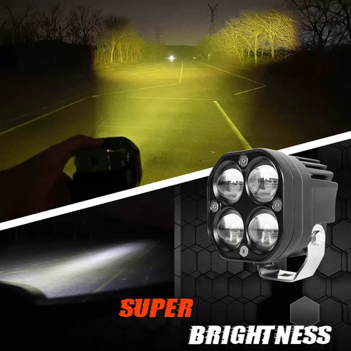 AUTOPOWERZ 3 Inch Universal Led Fog Light Yellow-White (72W, 12V-80V, DC,) (Pack of 2pcs)