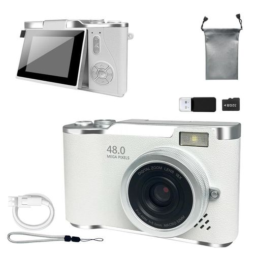 128G memory card+New 4K Foldable Screen Student Camera