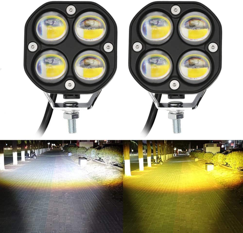 AUTOPOWERZ 3 Inch Universal Led Fog Light Yellow-White (72W, 12V-80V, DC,) (Pack of 2pcs)