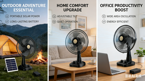 🌜12-inch high-powered, solar-powered charging fan🌛