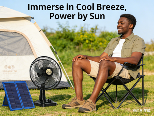 🌜12-inch high-powered, solar-powered charging fan🌛
