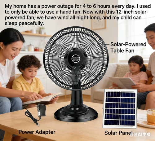 🌜12-inch high-powered, solar-powered charging fan🌛
