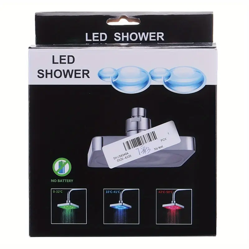 7 Colors Change Automatically ColorFlow 8in LED Rain Shower Head with 360° Rotation