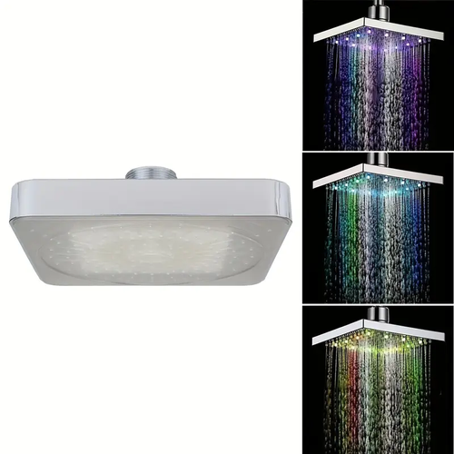 7 Colors Change Automatically ColorFlow 8in LED Rain Shower Head with 360° Rotation