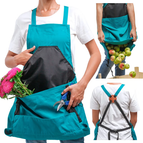 ✨Cross Back Gardening Apron With Deep Kangaroo Release Pockets