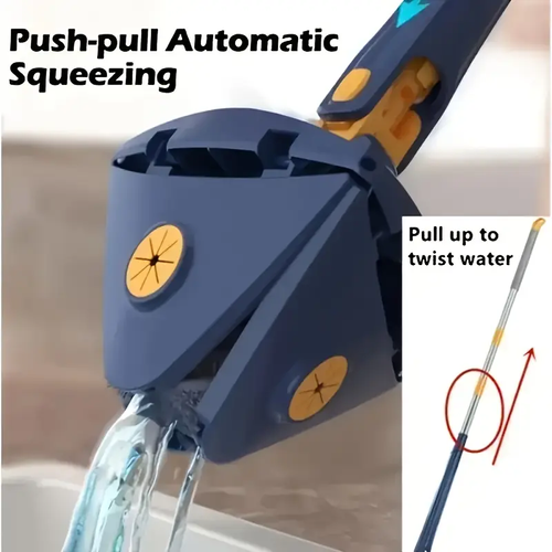 360° Rotating Triangular Mop with 10 Replacement Cloths - Adjustable & Retractable, Suitable for All Surfaces, Perfect for Home Use in Kitchen, Bathroom, Bedroom, Living Room, Mop for Floor, Bathroom Cleaning, Modern Mop Design