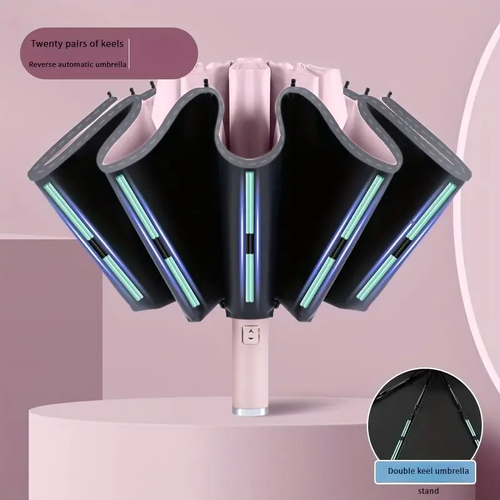 Stay dry and shine bright with our Fully Automatic Reverse Folding Umbrella! ☔️✨ Featuring a built-in LED flashlight, windproof 10-rib design, and UV protection for all weather!