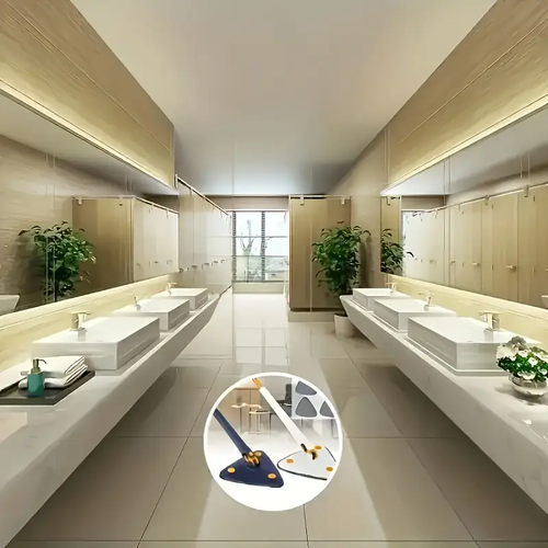 360° Rotating Triangular Mop with 10 Replacement Cloths - Adjustable & Retractable, Suitable for All Surfaces, Perfect for Home Use in Kitchen, Bathroom, Bedroom, Living Room, Mop for Floor, Bathroom Cleaning, Modern Mop Design