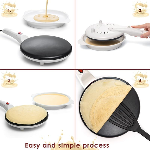 Electric Crepe Maker 8 Inch, Portable Crepe Maker & Hot Plate Cooktop On Off Switch, Nonstick Coating, Automatic Temperature Control, Easy To Use For Pancakes, Blintz, Chapati