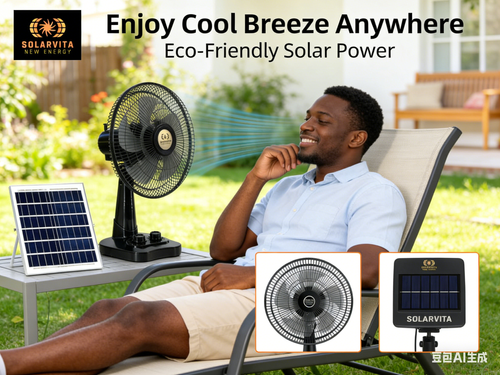🌜12-inch high-powered, solar-powered charging fan🌛