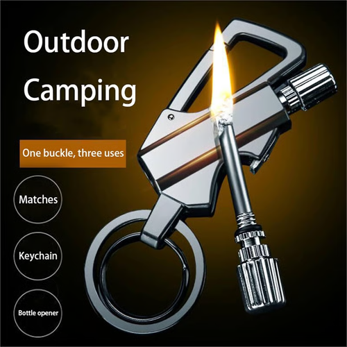 Permanent Match Infinity Lighter with Multitool Keychain Bottle Opener