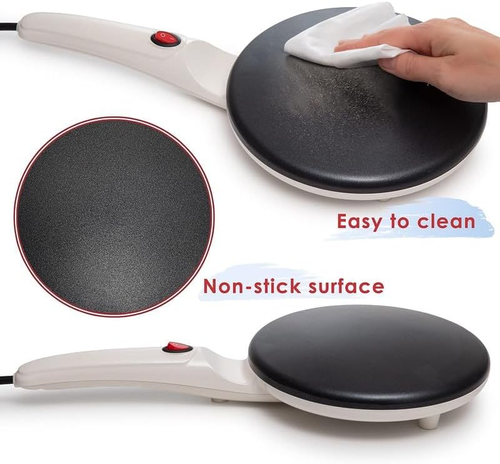 Electric Crepe Maker 8 Inch, Portable Crepe Maker & Hot Plate Cooktop On Off Switch, Nonstick Coating, Automatic Temperature Control, Easy To Use For Pancakes, Blintz, Chapati
