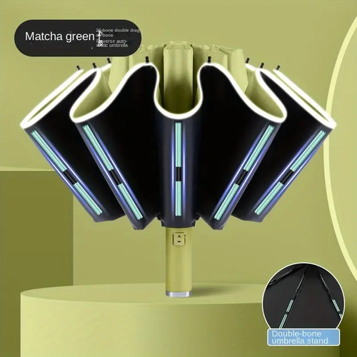 Stay dry and shine bright with our Fully Automatic Reverse Folding Umbrella! ☔️✨ Featuring a built-in LED flashlight, windproof 10-rib design, and UV protection for all weather!