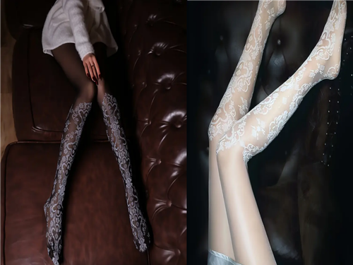 Vintage Floral Lace Pantyhose Women'S Vintage Floral Lace Pantyhose Sexy Thin Stretchy Nylon Blend Ethnic Pattern Knitted Stockings 91% Polyamide 9% Elastane Hand Washable - 89g m² Lightweight Fabric