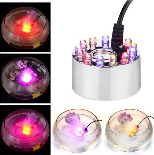 zxb⚡ 12-LED Ultrasonic Mist Maker Fogger — Cool Mist & Colour Lights For Ponds, Fountains And Parties