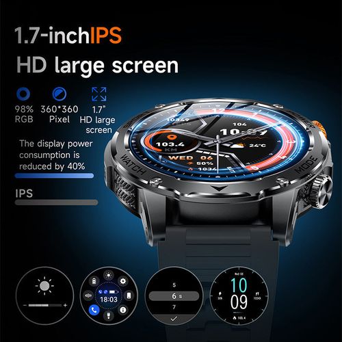 zzx⌚ Men's Bluetooth Calling Smart Watch with LED Flashlight