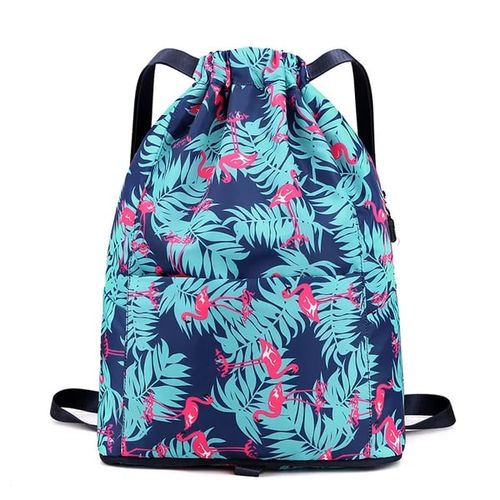Mochila esportiva dobrável com cordão, grande capacidade, separação úmida e seca