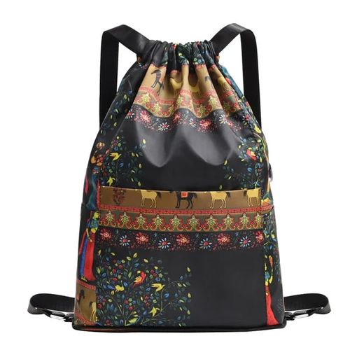Mochila esportiva dobrável com cordão, grande capacidade, separação úmida e seca