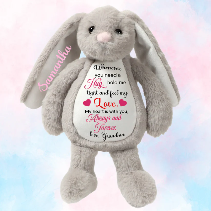 Grandma Sending You A Hug - Personalized Stuffed Bunny
