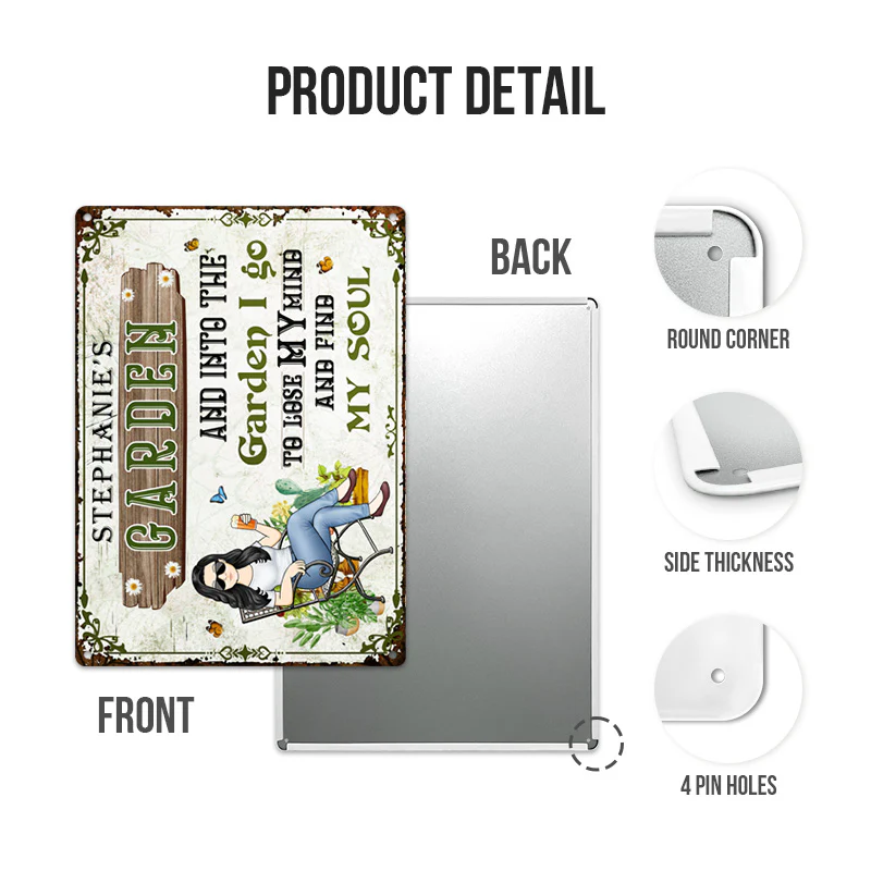 And Into The Garden I Go Gardening Girl - Garden Sign - Personalized Custom Classic Metal Signs - Gift For Gardeners