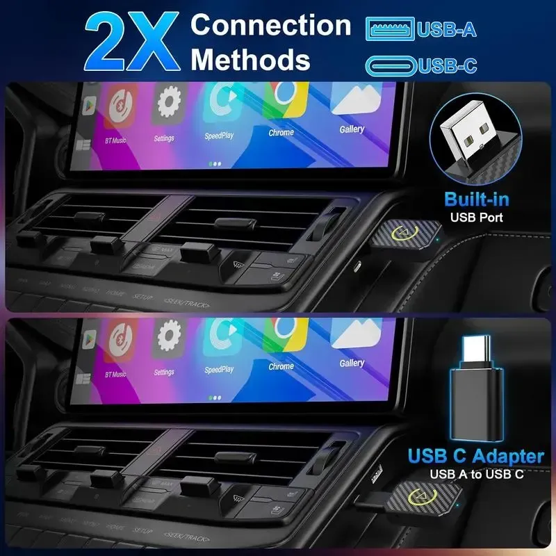 Wireless Apple CarPlay Adapter for Factory Wired Cars from 2016 Onwards - 2-in-1 Wireless CarPlay & Android Auto Adapter Easier Connectivity Compatibility Stable, Faster, Automotive