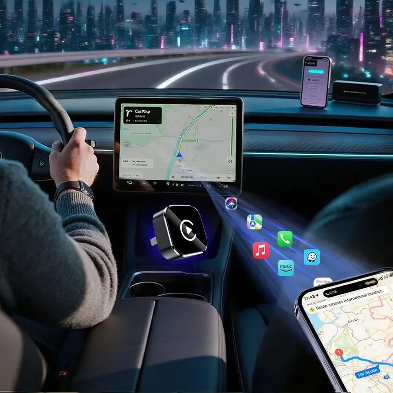 2-in-1 Wireless CarPlay & Android Auto Adapter,Fast Auto-Connect, No Delay
