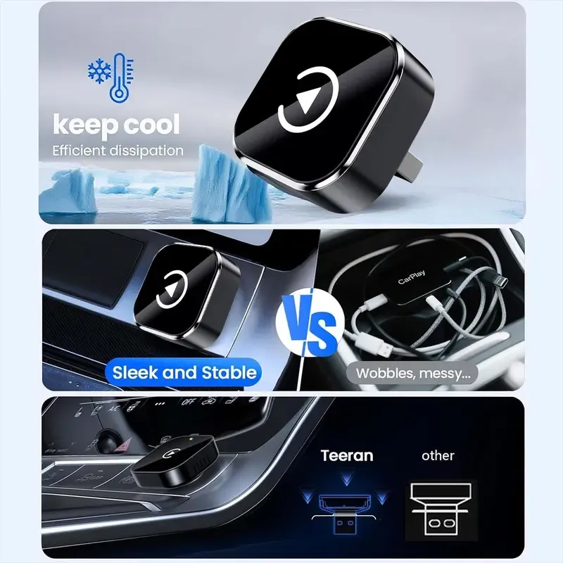 2-in-1 Wireless CarPlay & Android Auto Adapter,Fast Auto-Connect, No Delay