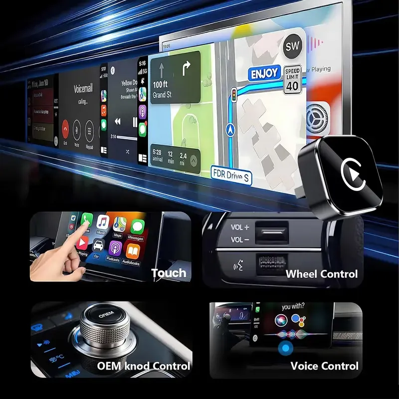 2-in-1 Wireless CarPlay & Android Auto Adapter,Fast Auto-Connect, No Delay