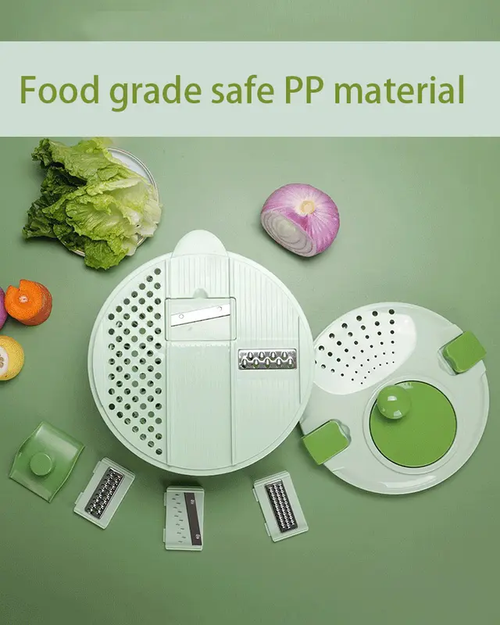 Salad Spinner, Vegetables Wash Bowl, Fruits & Herb Lettuce Dryer with 3 Blade Slicer Egg Yolk Strainer Shredder for Efficient Salad Preparation and Food Washing