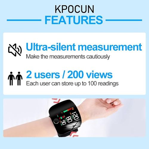 Wrist Blood Pressure Monitor Led Display, Touch Screen Wrist Blood Pressure Cuff, Reading Memory Wrist Bp Monitor with Carrying Case(Black) Health Monitoring Adjustable Healthcare Kit Portable