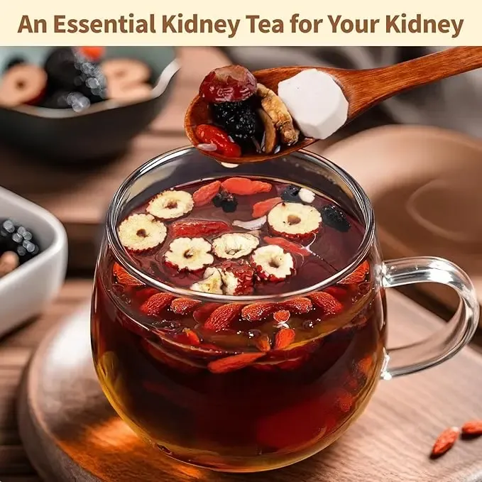 Ginseng Five Treasures Kidney Tea, Traditional Chinese Herbal TeaBags, Natural Organic Kidney Cleanse Detox Tea for Women & Men, 7 Precious Ingredients Formula(1 Pack   30 Bags)
