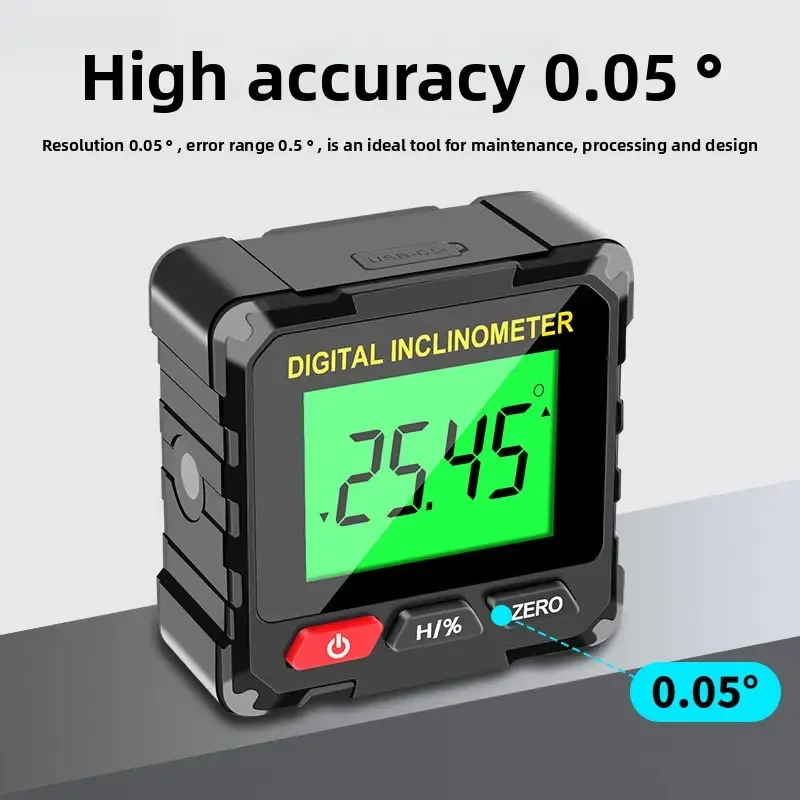 Measurable Four-Side Strong Magnetic Level Slope Straight Line Laser Goniometer Multifunctional Digital Display Inclinometer Multifunctional Stud and Wire Finder electronic laser Self-Leveling Rechargeable