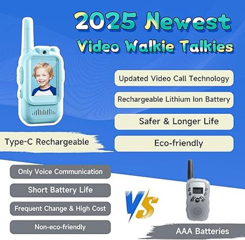 2 Pack Video Walkie Talkies Rechargeable Video Walkie Talkies for Kids