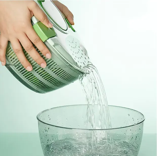 Salad Spinner, Vegetables Wash Bowl, Fruits & Herb Lettuce Dryer with 3 Blade Slicer Egg Yolk Strainer Shredder for Efficient Salad Preparation and Food Washing