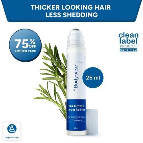 Be Bodywise Hair Growth Roll-On Serum | Holiday Gift-Ready | 3% Rosemary, 3% Redensyl, 2% AnaGain | Precision Scalp Applicator | ParabenSulphate-Free | Non-Oily | DHT-Care Botanicals