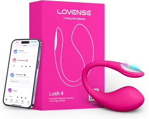 LOVENSE Lush 4 G spot Vibrator Couples Sex Toys, Powerful Wearable Egg Vibrators APP Remote Control Long Distance Adult Sex Toys & Games with LED Light, IPX7 Waterproof, Discreet, Rose
