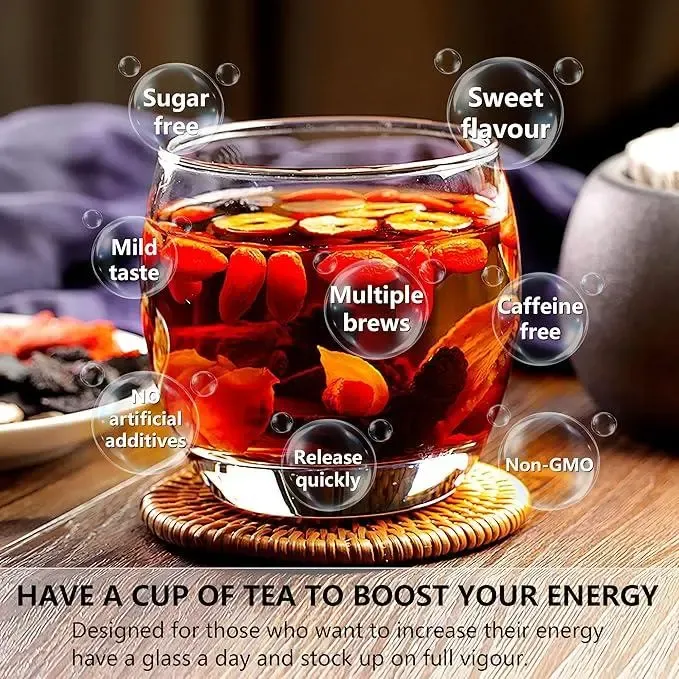 Ginseng Five Treasures Kidney Tea, Traditional Chinese Herbal TeaBags, Natural Organic Kidney Cleanse Detox Tea for Women & Men, 7 Precious Ingredients Formula(1 Pack   30 Bags)