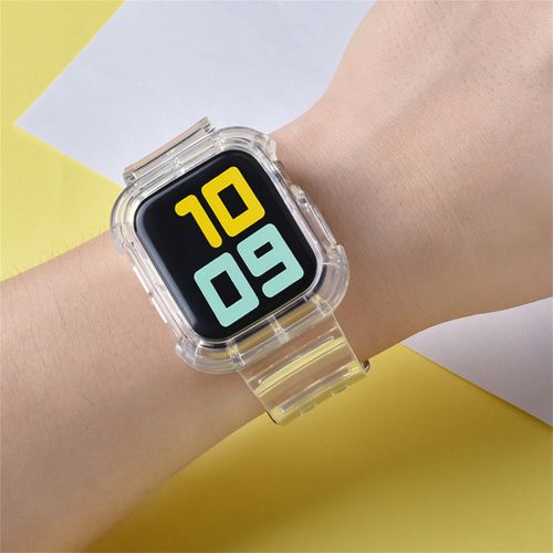 Sport Clear Band + Case for Apple Watch 7 6 SE 5 4 3 2 1 Transparent silicone Strap for iwatch Strap 40mm 44mm 42MM 41MM 45MM