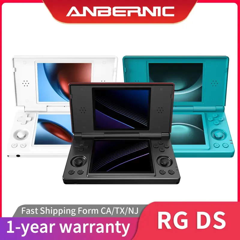 ANBERNIC RG DS Handheld Game Consoles RGDS Retro Gaming Console Dual-screen Video Game Console 3+32GB Android 14 Portable Pocket Arcade No Card 4000mAh Battery WiFi Bluetooth HD Output Turquoise Blue,sohochic