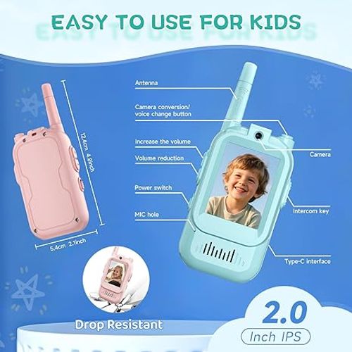 2 Pack Video Walkie Talkies Rechargeable Video Walkie Talkies for Kids