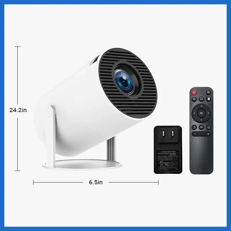 Smart Projector HY300Pro+ with 4K Decode 290ANSI Lumens Auto Keystone Correction Built-in 5W speaker Dual WiFi6 Wireless BT5.4 Android 11 Native 1280*720P for Home Cinema Portable Movie Theater