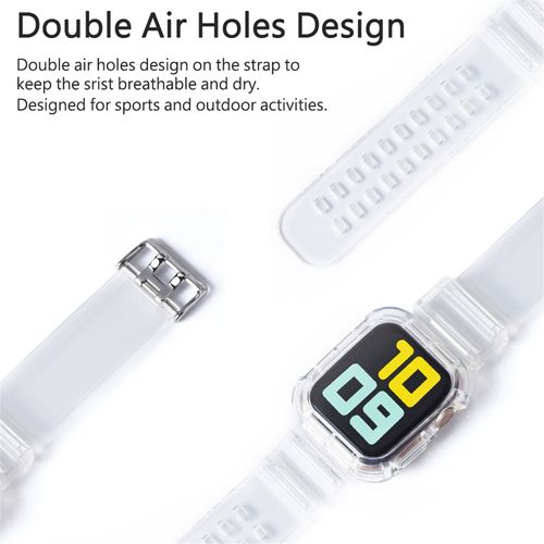 Sport Clear Band + Case for Apple Watch 7 6 SE 5 4 3 2 1 Transparent silicone Strap for iwatch Strap 40mm 44mm 42MM 41MM 45MM