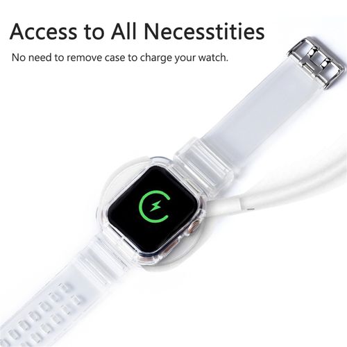 Sport Clear Band + Case for Apple Watch 7 6 SE 5 4 3 2 1 Transparent silicone Strap for iwatch Strap 40mm 44mm 42MM 41MM 45MM