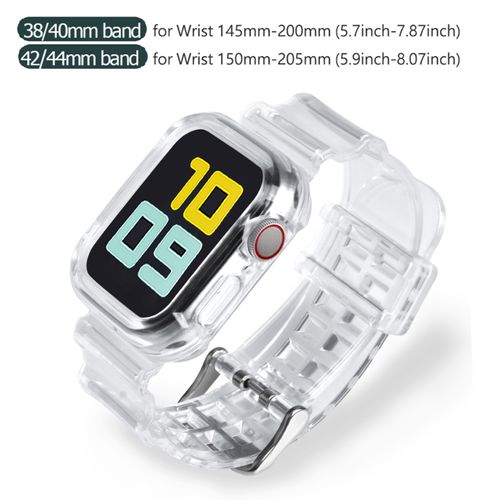 Sport Clear Band + Case for Apple Watch 7 6 SE 5 4 3 2 1 Transparent silicone Strap for iwatch Strap 40mm 44mm 42MM 41MM 45MM