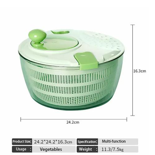 Salad Spinner, Vegetables Wash Bowl, Fruits & Herb Lettuce Dryer with 3 Blade Slicer Egg Yolk Strainer Shredder for Efficient Salad Preparation and Food Washing