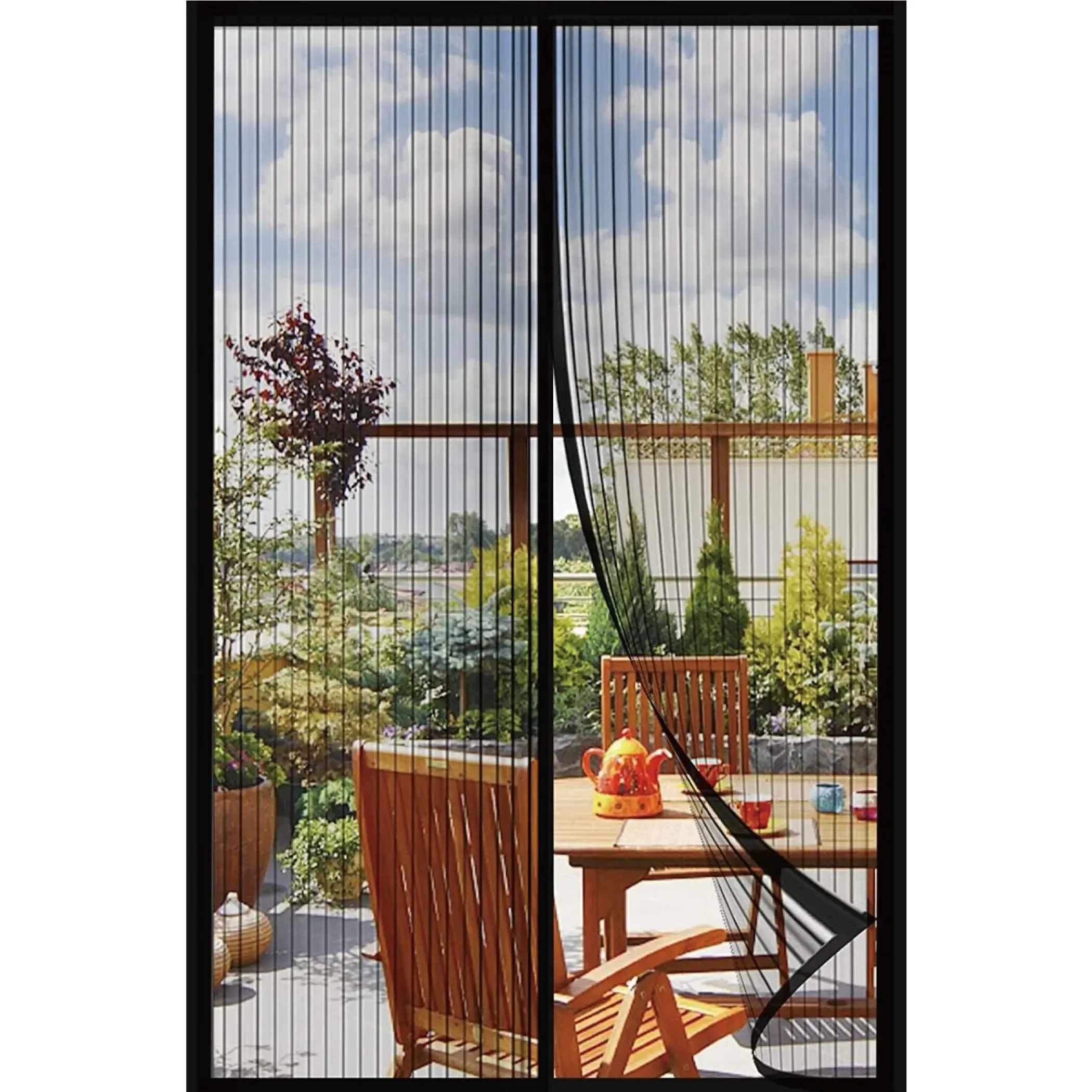 Magnetic diamond mesh screen partition curtain - 35.4 inches × 82.7 inches insect-proof and dust-proof mesh door, 36 magnetic pieces, Velcro stickers, no manual operation required, convenient for passage, breathable, portable, and easy to install on door frames of balconies, bedrooms, etc.