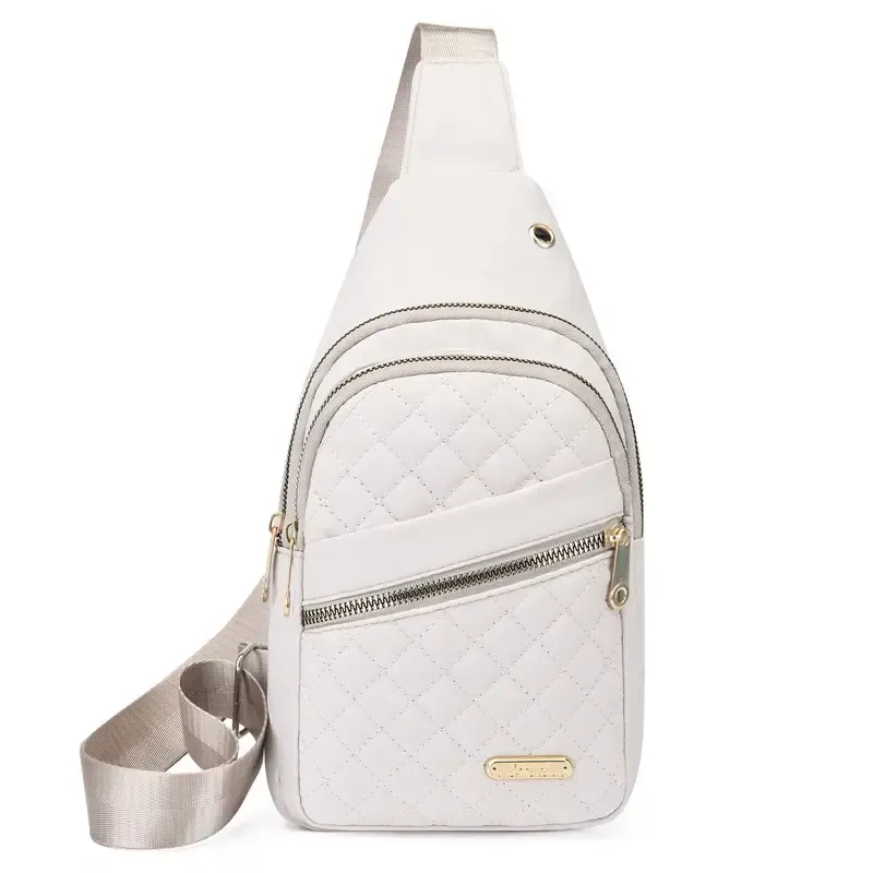 Solid color quilted Fanny bag with casual zipper chest strap waist bag, lightweight waterproof single shoulder crossbody bag, large capacity cycling chest bag, single shoulder crossbody bag, large capacity cycling chest bag, adjustable daily use sling bag